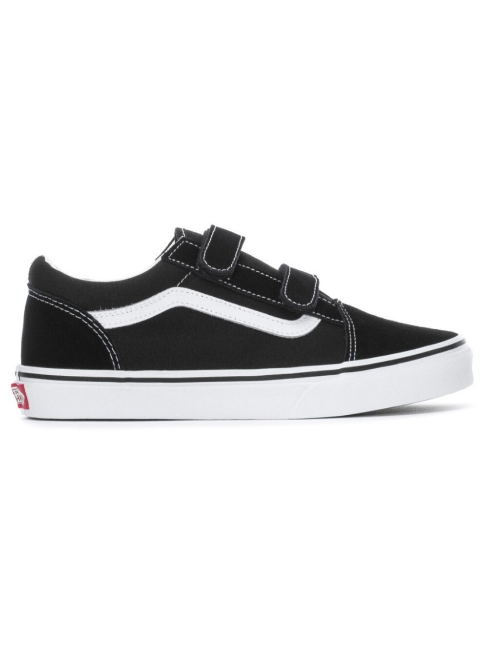 VANS Old Skool V Black/True White Canvas Hook & Loop Low Top Kids 7 VN0A4UI16BT